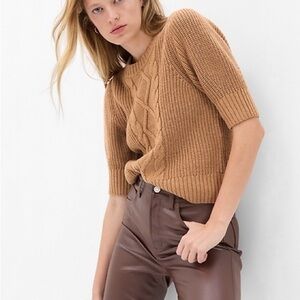 GAP Tan/Camel Puff Sleeve Cable Sweater